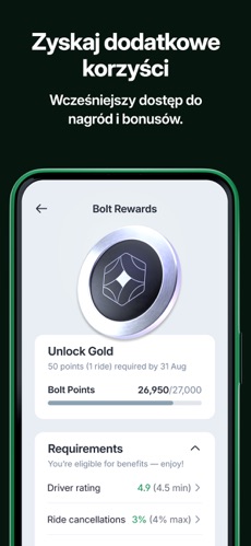 Aplikacja Bolt - Zyskaj dodatkowe korzyści