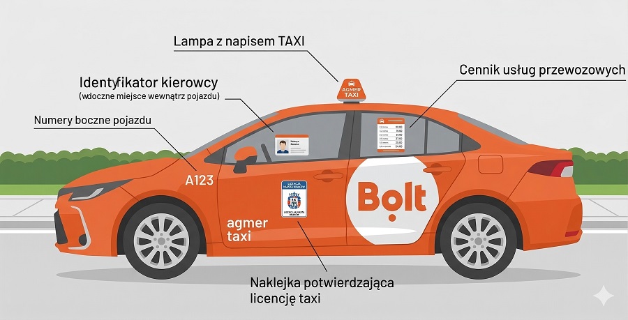 elementy oznakowania taxi