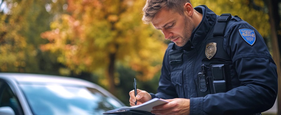 policjant wypisujący mandat