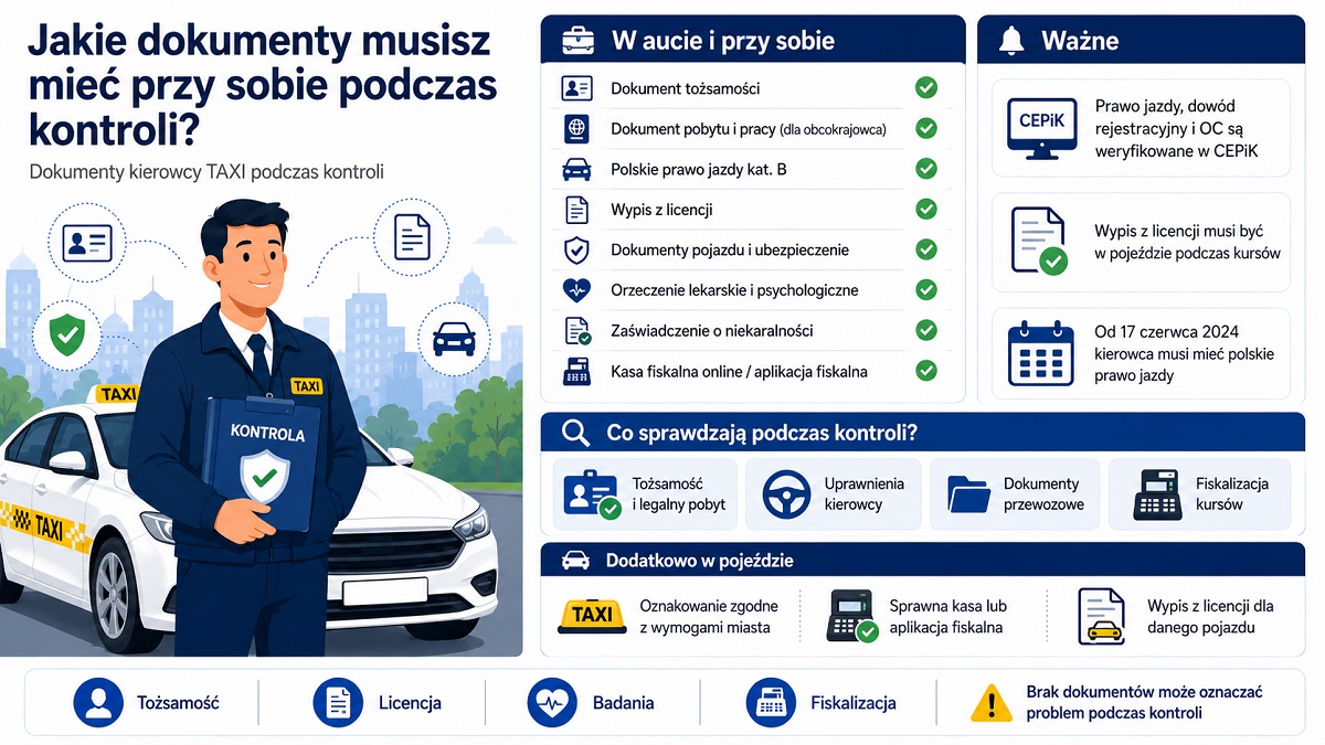 jakie dokumenty są potrzebne podczas kontroli kierowcy taxi